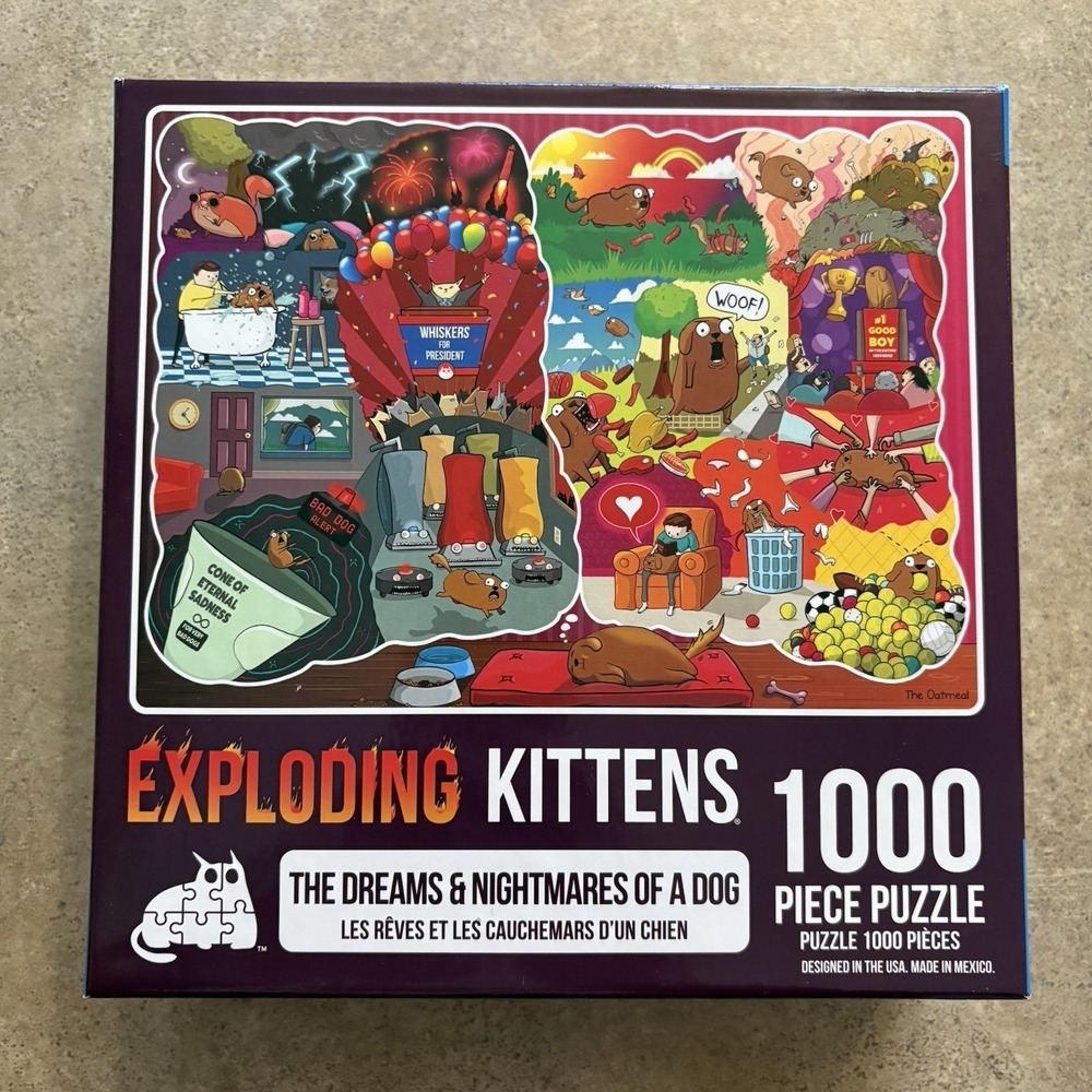 Exploding Kittens "Dreams And Nightmares Of A Dog" 1000 Piece Jigsaw Puzzle NEW